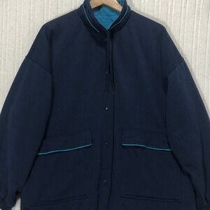British Mist Reversible Jacket Navy Teal Windbreaker Mens Medium Vintage 90s